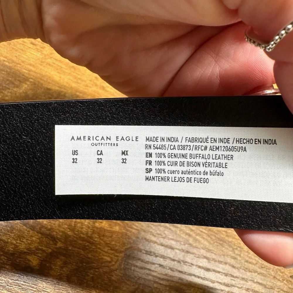 NEW American Eagle Mens Reversible Buffalo Leather Belt Black Brown Size 32